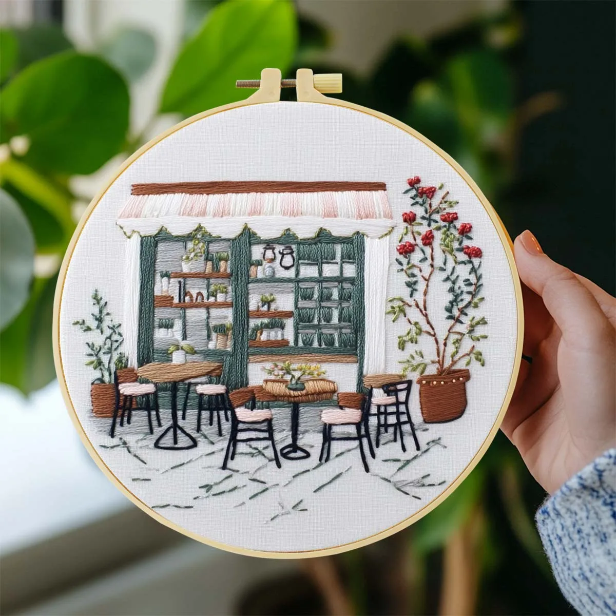 Coffee Shop Stickerei Starter Kit DIY Kreuzstich Set für Anfänger gedruckt Nähen Kunst Handwerk Malerei Home Decor Nadel Kunst – Detail 2