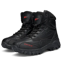 Men's Tactical Training Boots High Quality Leather Boots Outdoor Wear-Resistant Non-Slip Hiking Shoes Hiking Sports Shoes