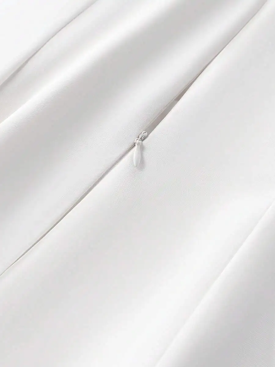 

Elegant Pleated White Dress For Casual Daily Date Holiday Business Spring