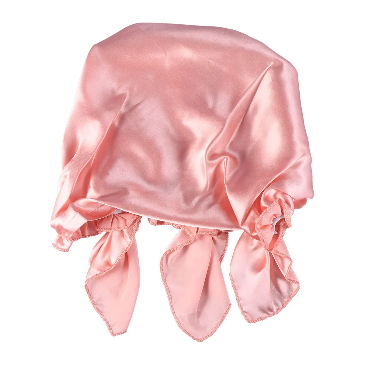 قبعة شعر حريرية للنوم الليلي وردي فاتح قابل للتعديل بشريط مرن سريع الجفاف لتجفيف الشعر ومنشفة سريعة #5