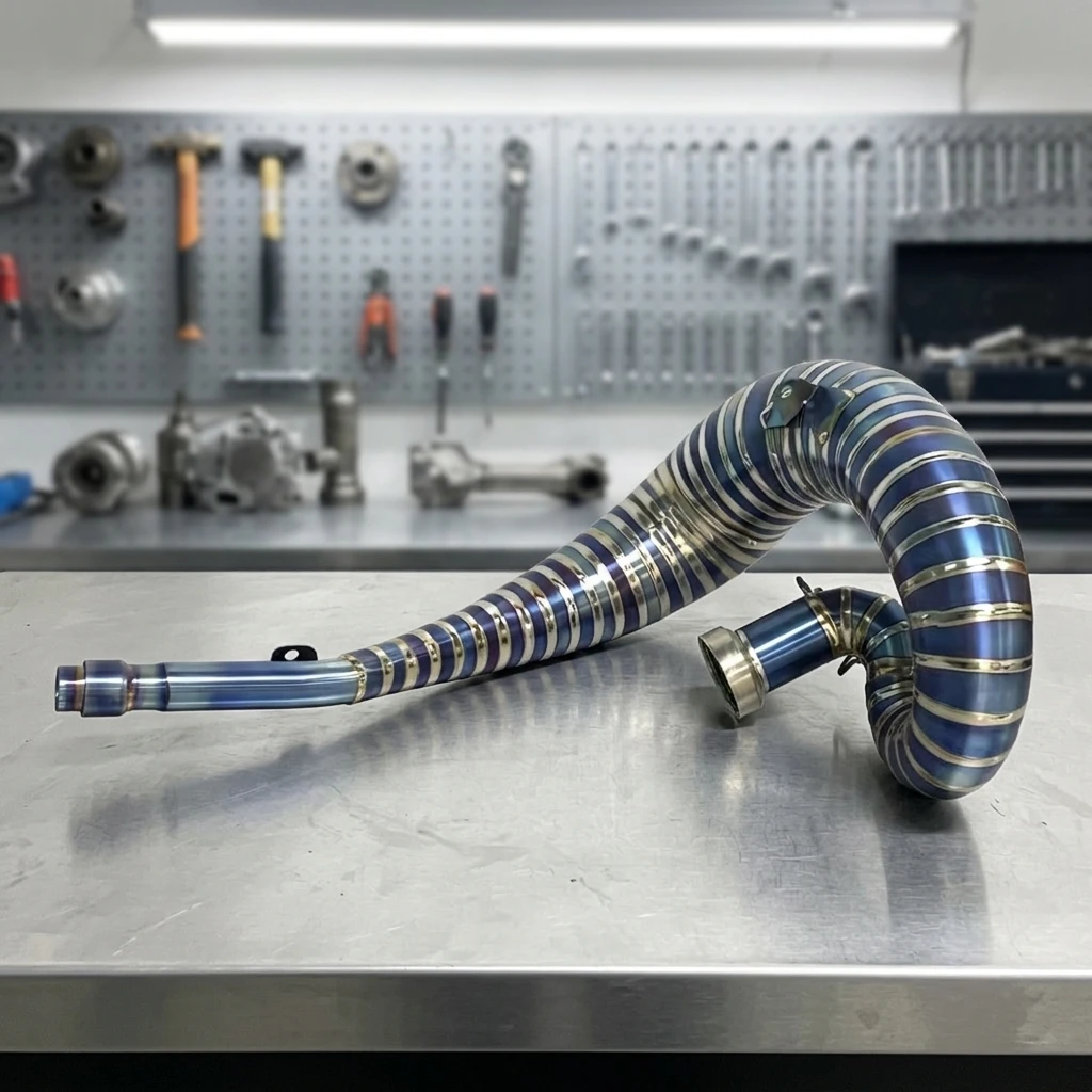 Titanium Exhaust Header Pipe Bend for Yamaha YZ250, Fits OEM Rear Muffler, Model Year 2020 & up