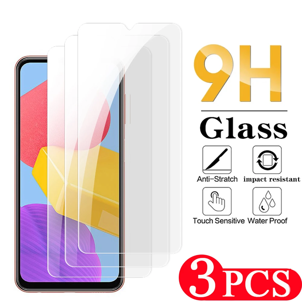 Samsung Galaxy için 3 adet M14 M33 M13 F14 temperli cam M12 M22 M23 M31 M32 M02 M02S Tempered M30S M21 M21S M42 ekran koruyucu film