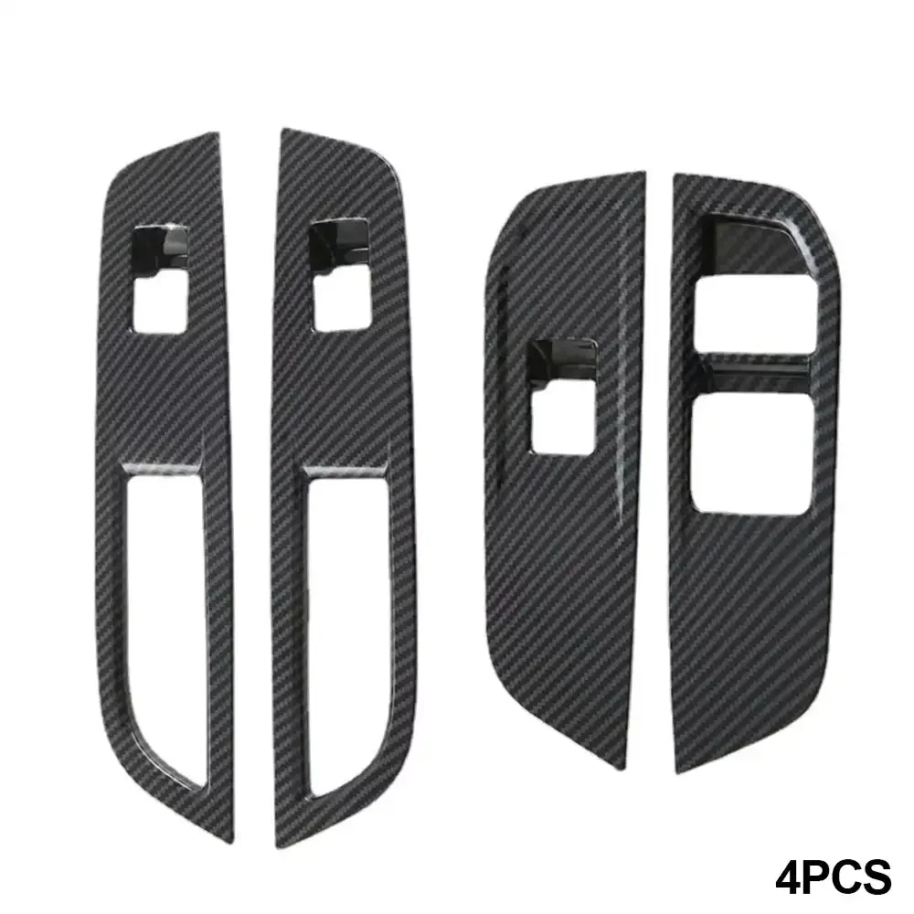 4Pcs Car Window Switch Panel Trims Carbon Fiber Decorative Interior Parts Frame Mouldings Accessories For MG 4 MG4 EV Mulan 2023