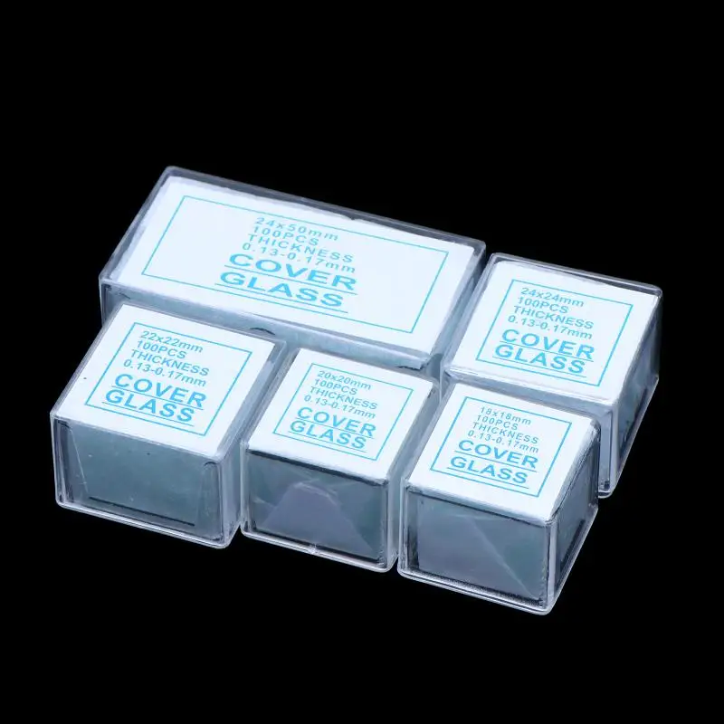 100Pcs Microscope Glass Slides Coverslips Transparent Square Rectangle Cover Slip For Laboratory Optical Research Tools