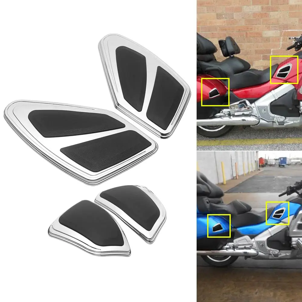 

1Pair Black Chrome Saddlebag Side Tank Protectors Cover Trim ABS Plastic Fit For Honda Gold Wing F6B Deluxe GL1800B2 2013- 2017