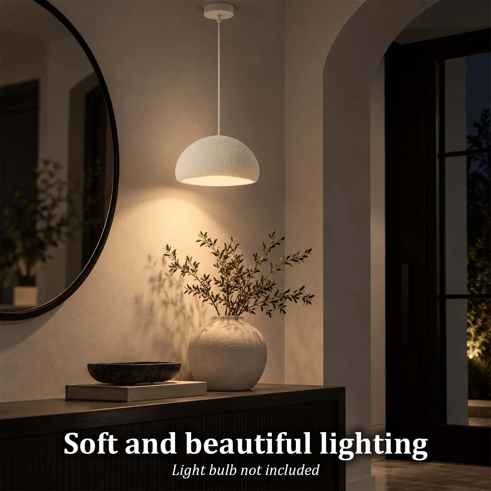 Ceiling Light, White Hemisphere Textured Shade, Wabi Sabi, E27, Cream, Nordic, Bedroom Entryway Foyer
