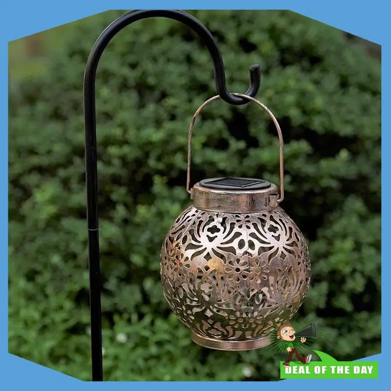 

24-Hour Delivery 2Pcs Waterproof Solar Lanterns Outdoor Moroccan Metal Hanging Lights For Garden Patio Porch Backyard Decoration