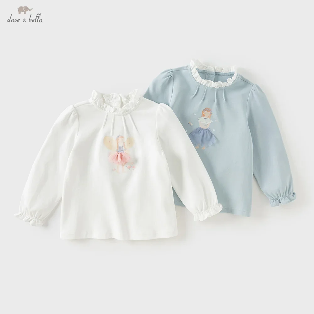 

Dave Bella Children's Long Sleeves T-shirt Autumn Sweet Cute Cartoon Girl's Casual Cotton Top Fashion Outdoor Party DB3253122