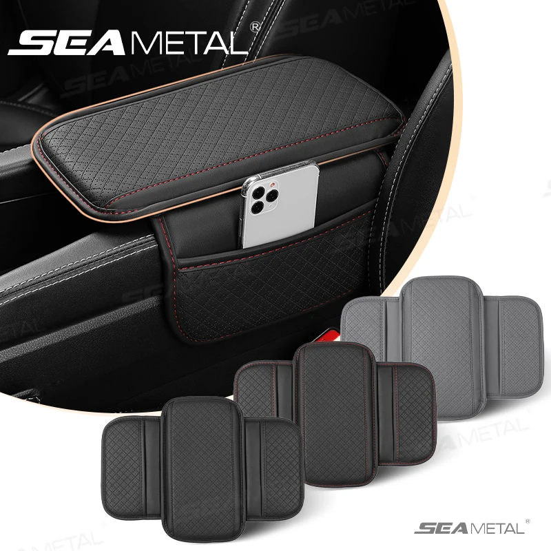 SEAMETAL Auto Armlehne Box Booster Kissen Lagerung Tasche Center Konsole Box Schützen Abdeckung Erhöhung Pad Auto Innen Zubehör