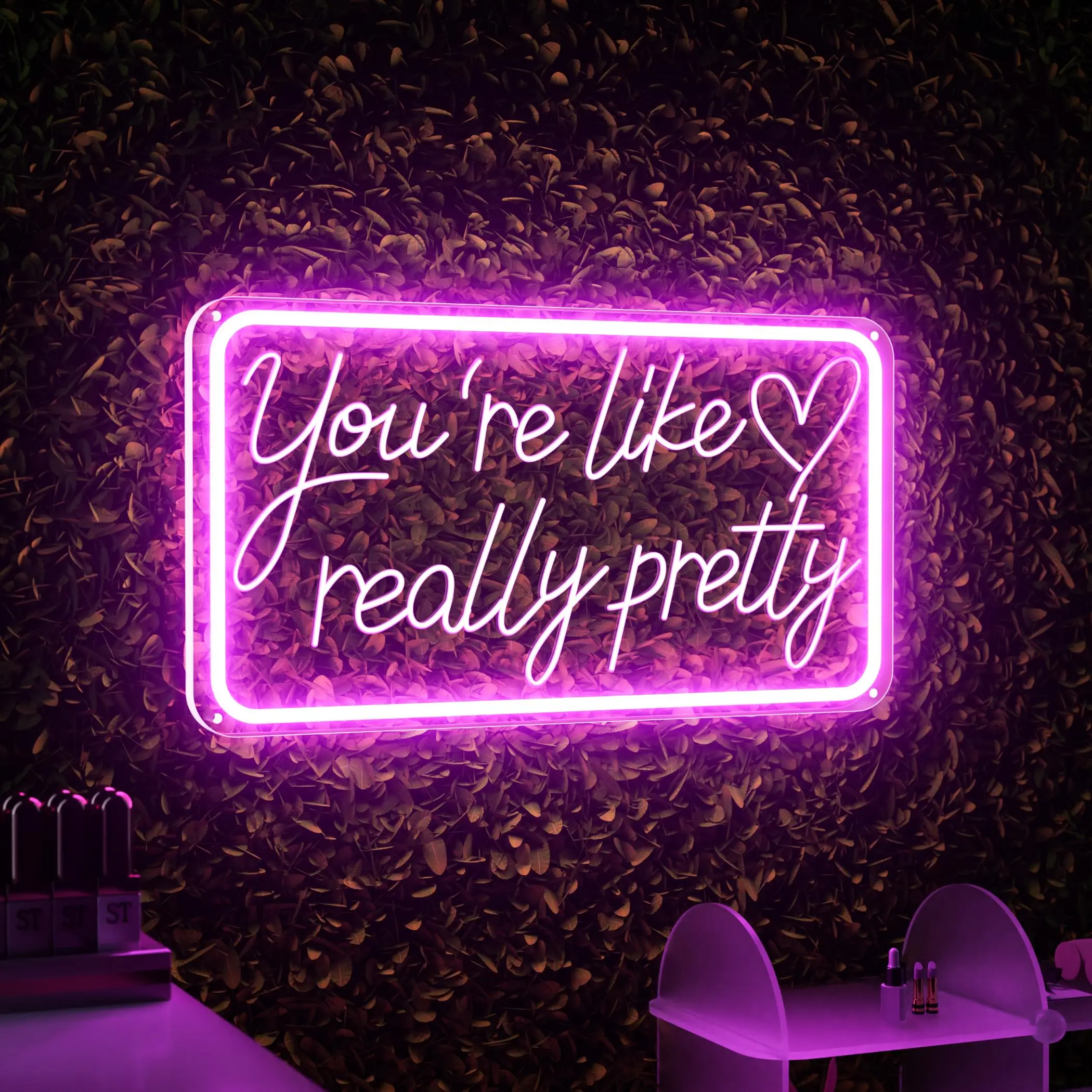 

You're Like Really Pretty Neon Signs Aesthetic Room Decor for Girls for Salon,Wedding Party Pink Neon Name Sign