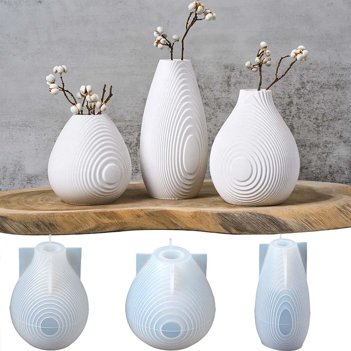 Ripples Vase Silicone Mold DIY Nordic Hydroponic Test Tube Flowerpot Crafts Making Plaster Resin Candle Holder Casting Molds