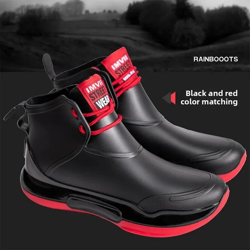 

Rain Boots Women's Waterproof Non-slip Couple Outdoor Wearable Rain Shoes Fashionable Short Tube PVC Material Low Heel Zapatos
