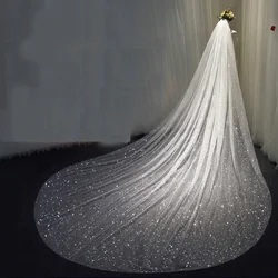 Long Cathedral Glitters Véu De Casamento Com Pente, Véus De Noiva Bling Bling, Champanhe Branco Brilhante, 1 Camada, 350cm