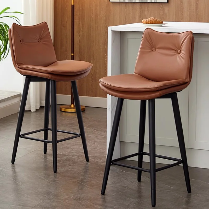 كراسي بار جلدية شمالية سوداء للتخييم ومكاتب استقبال عالية مصممة كراسي بار حديثة لغرفة نوم الكمبيوتر أثاث منزلي Cadeira