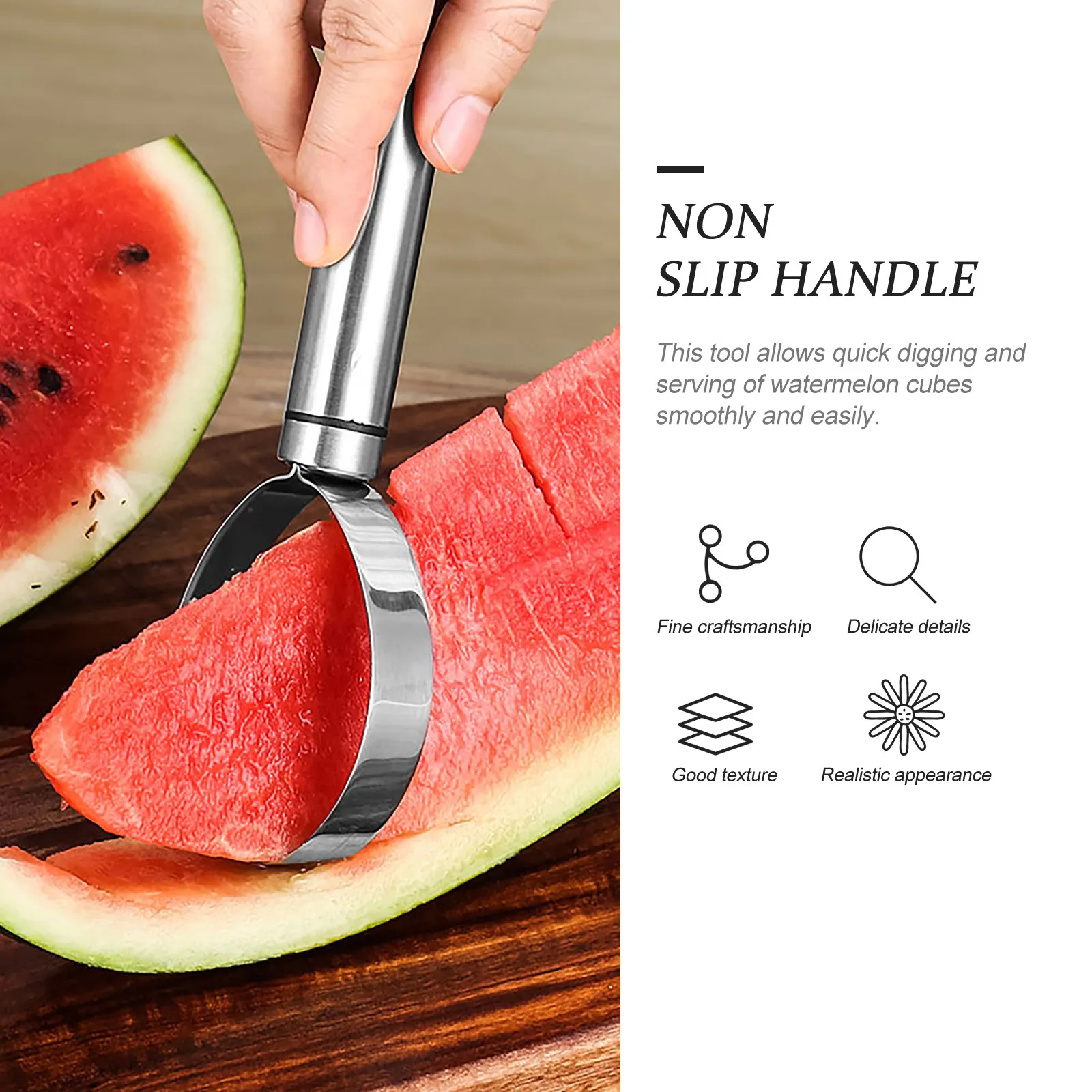 Watermelon Scoop Stainless Steel Portable Fruit Slicer for Home Kitchen – Easy-to-Use Melon Cutting Tool