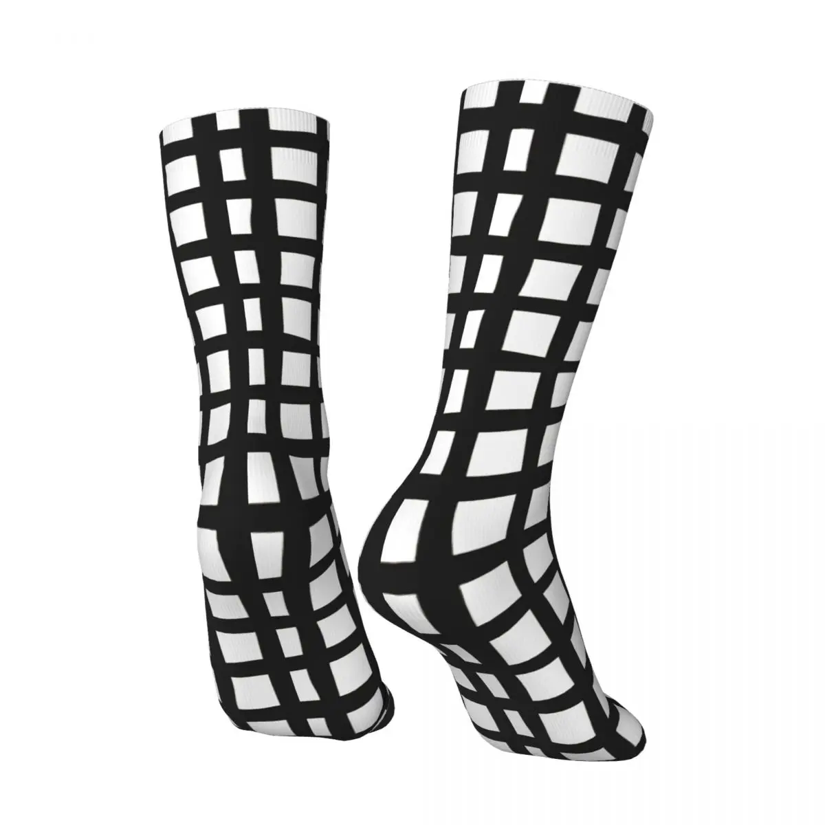 Unisex Irregular Square Grid Socks, Hip Hop, Feliz, Street Style, Louco, Inverno