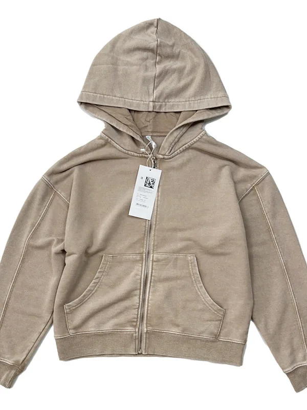 Pure dames eenvoudig vest met capuchon en ritssluiting, comfortabel getailleerd Fce groot oppervlaktestof Street Sle Long Sve