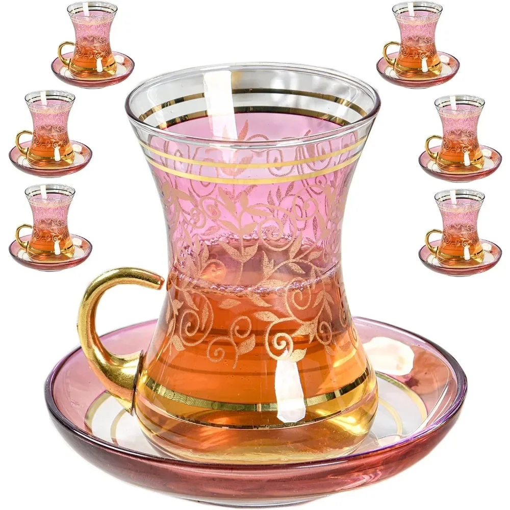 

Vintage Pink Teacup Saucer Glassware for Drinking Party Tea Set Women's Fancy Kitchen Wedding Coffee Cup Gifts Tools Teaware Bar