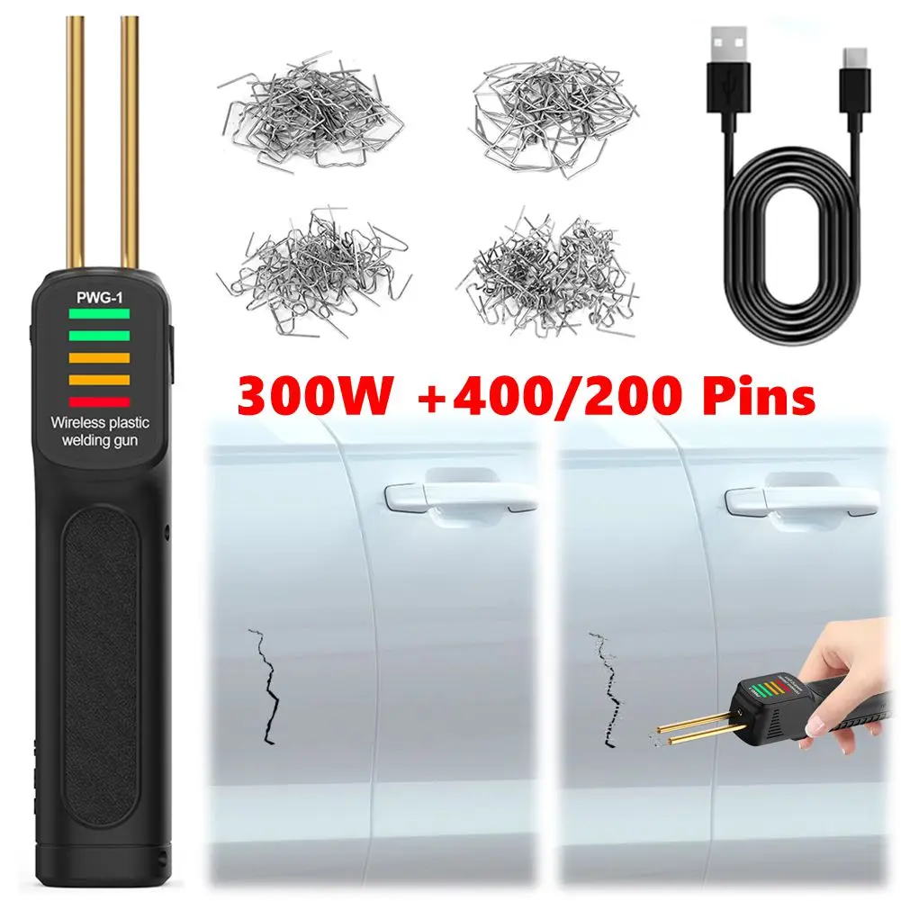 300W/100W Plastic Welding Machine 400/200pcs Hot Stapler Plastic Welder Gun Heat Gun Plastic Welding Kit Bumpers Repair Kit