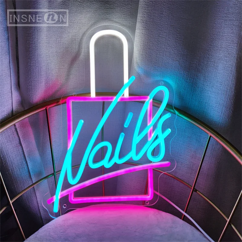 Nails Neon Sign Salon Shop Signboard Beauty Salon Room Decoration Business Shop Studio Decor Art Welcome Sign Led Light for Nail