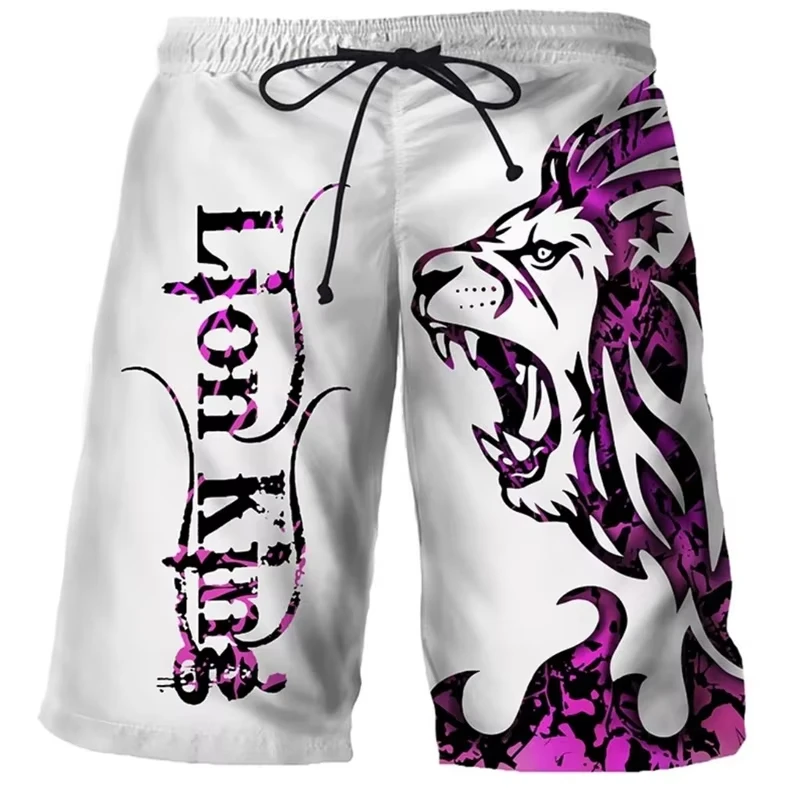 Summer Lion Graphic 3D Print Beach Shorts Men Streetwear Oversized Surfing Beach Sports Board Pant Swimsuits Trunks Man Clothing