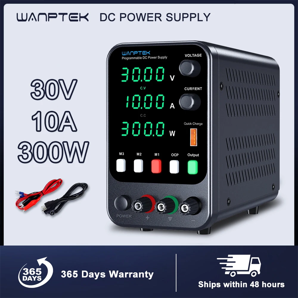 Wanptek 30V 5A 10A Switching Power Supply with 3 Groups Memory Storage Laboratory Work Regulated Power Supply Preset Current