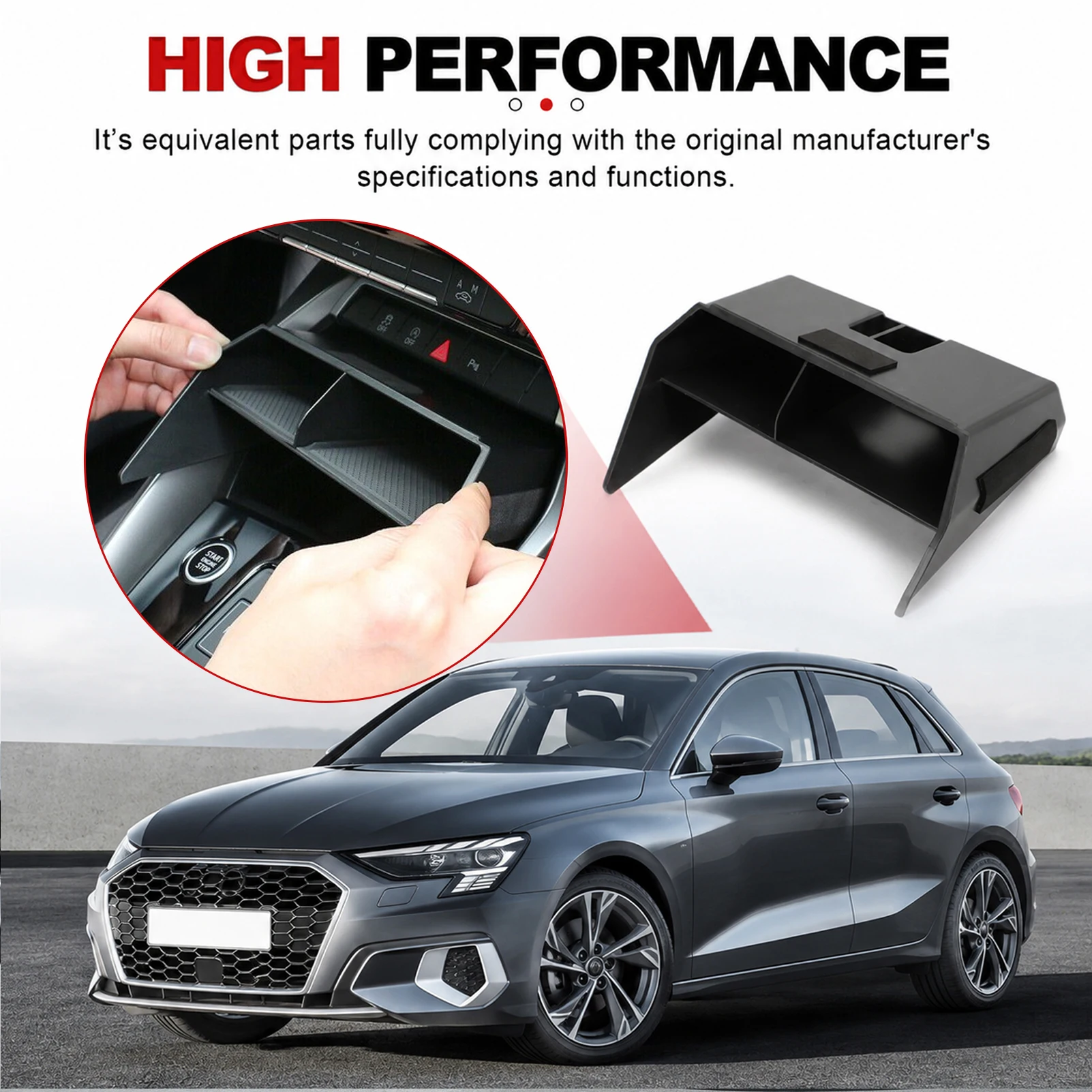 Car Central Console Storage Box Organizer Container Tray Decoration For Audi A3 8Y Sportback Sedan LHD Interior Accessories