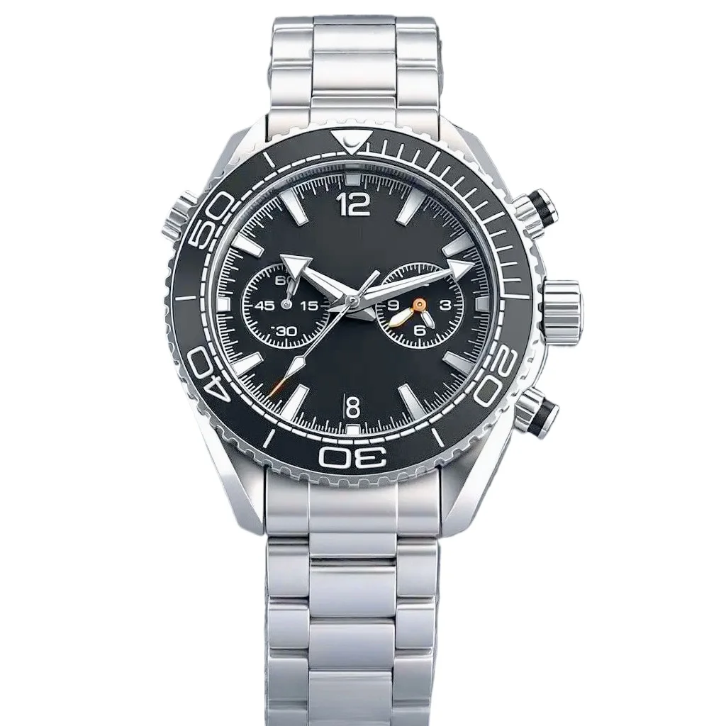 904L Stainless Steel case, for Men Luxury Watch, Quartz Chronograph VK63 Movement, Black Blue Ceramic Canvas
