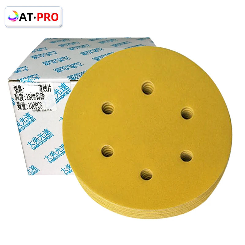 

20pcs 6 "6-hole Dry Sandpaper 150mm DiscSelf-adhesive Flocking Drawn Auto Hardware Woodware Sanding Polishing Sandpaper 80-600