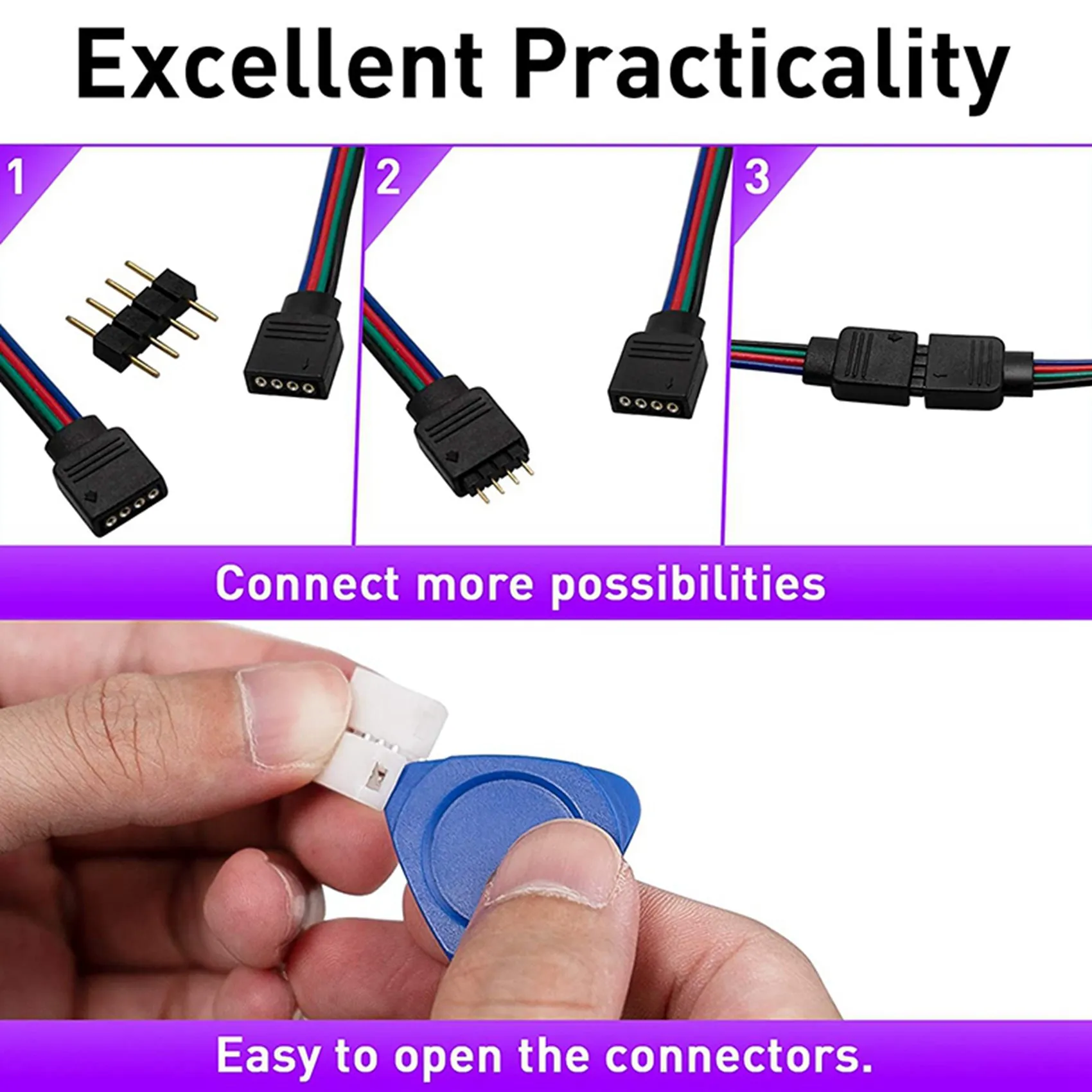 ABGR-2Set موصل شريط LED 4 دبوس 10 مم موصل شريط إضاءة RGB بدون لحام لـ 5050 SMD - موصلات على شكل حرف L