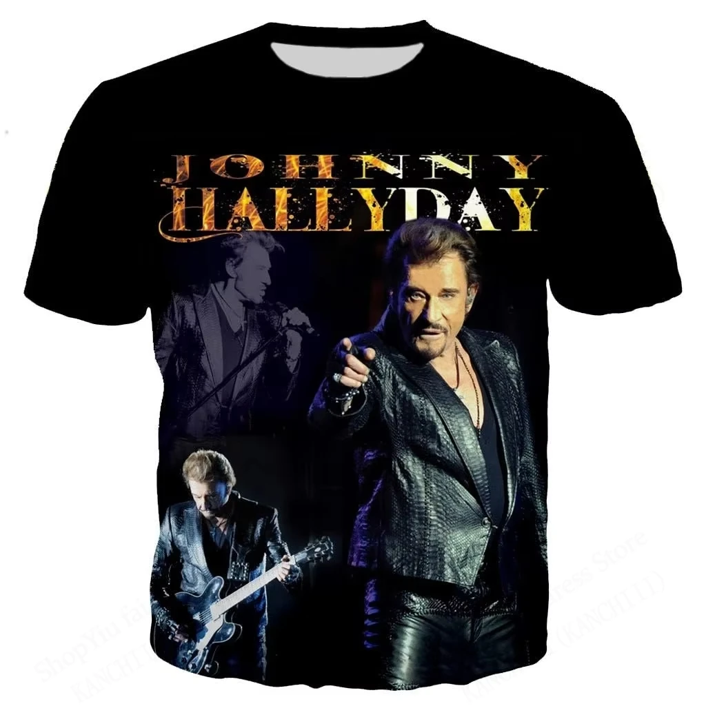 2025 المغني الشعبي جوني هاليداي ثلاثية الأبعاد تي شيرت مطبوع الرجال النساء موضة عادية كم قصير تي شيرت روك الهيب هوب بلايز تيز جديد