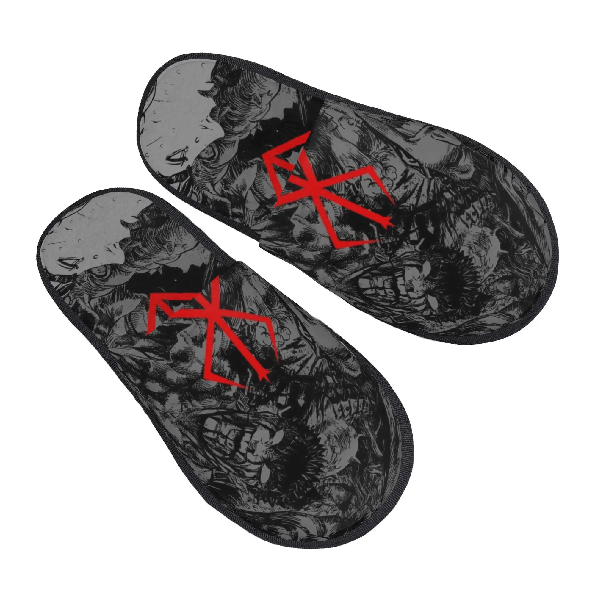 Chaussons de Maison Dessin Animé Anime Berserk pour Femmes et Hommes, en Mousse à Mémoire de Forme, Antidérapants, pour Chambre à Coucher, Dortoir, Chaussons de Couple