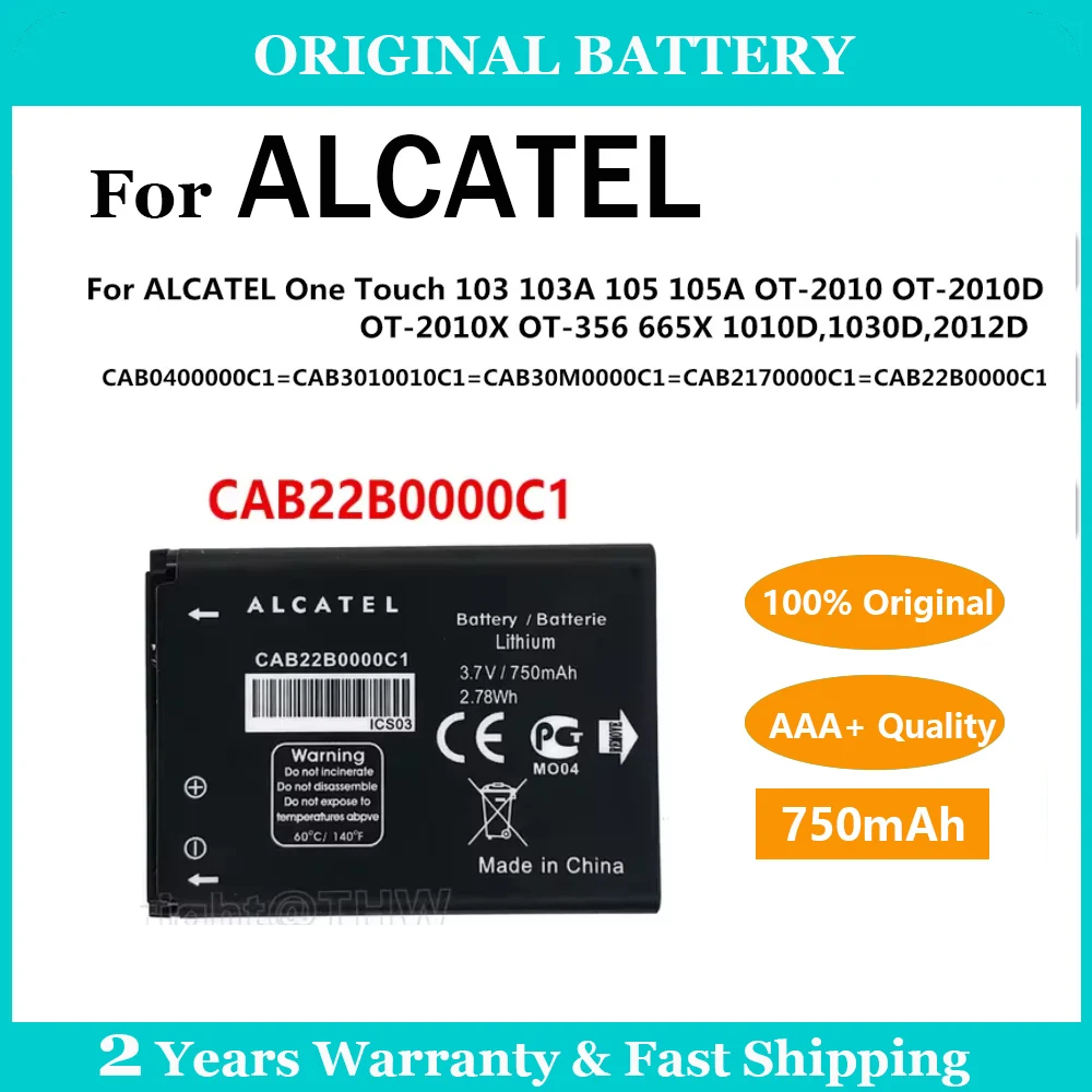 ALCATEL CAB22B0000C1 CAB3010010C1 CAB30M0000C1 batteria per ALCATEL OT-2010 OT-2010D OT-2010X OT-356 665X 1010D,1030D,2012D