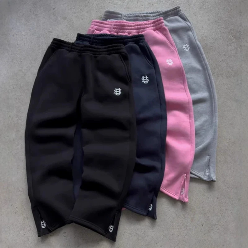 American Autumn Winter Street Harajuku Hip-hop Rap Personality Creative Cartoon Pattern Zipper Pants Elastic Waist Casual Pants