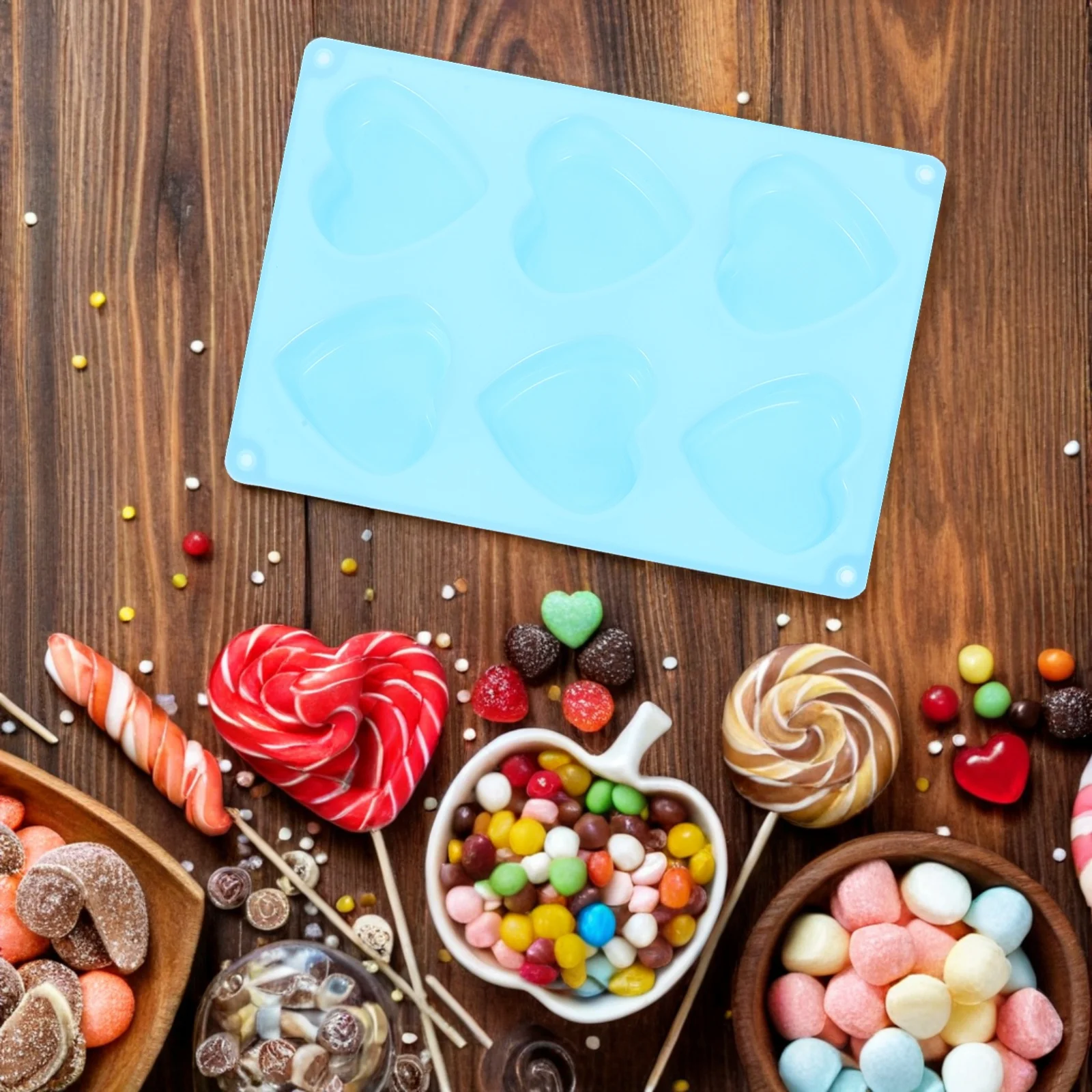 

2Pcs Silicone Heart Shape Mold 6-Grids Non-Stick Flexible Chocolate Candy Ice Cube Dessert Kitchen Molds Cookie Mold