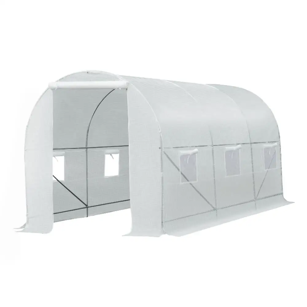 15' x 7' x 7' Walk-In Tunnel Greenhouse Kit with 6 Roll-Up Windows & Door - Large Garden Hot House  Shipping)