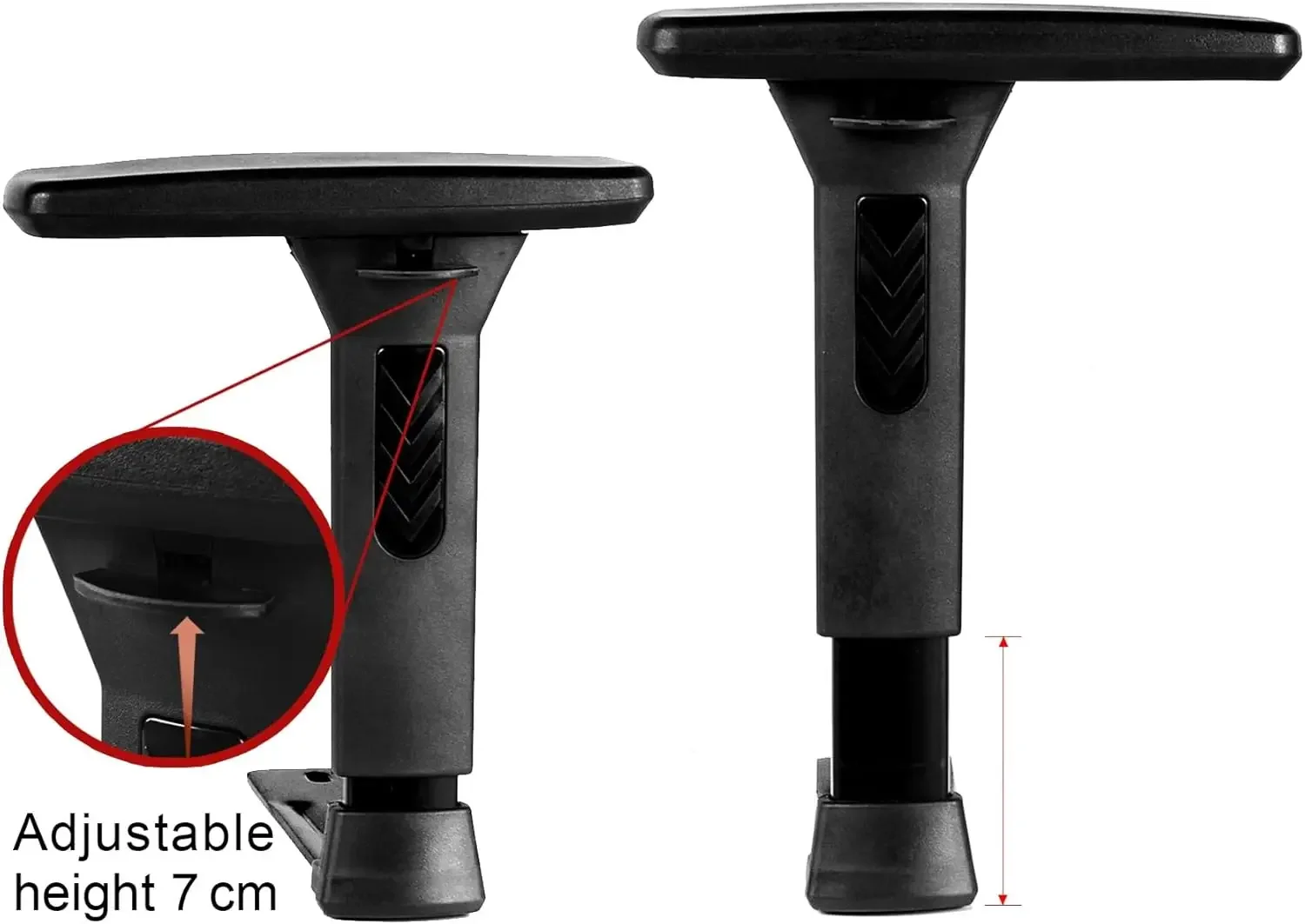 Par de apoio de braço com braços em T ajustáveis 3D, peças de reposição de suporte vertical, serve para a maioria das cadeiras de jogos de escritório