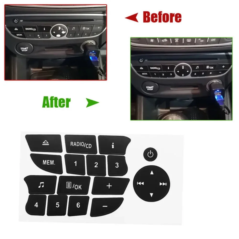 

Car Audio CD Radio Button Repair Decals Stickers Auto Button Repair Stickers for Twingo for Renault Clio and Megane 2009-2011