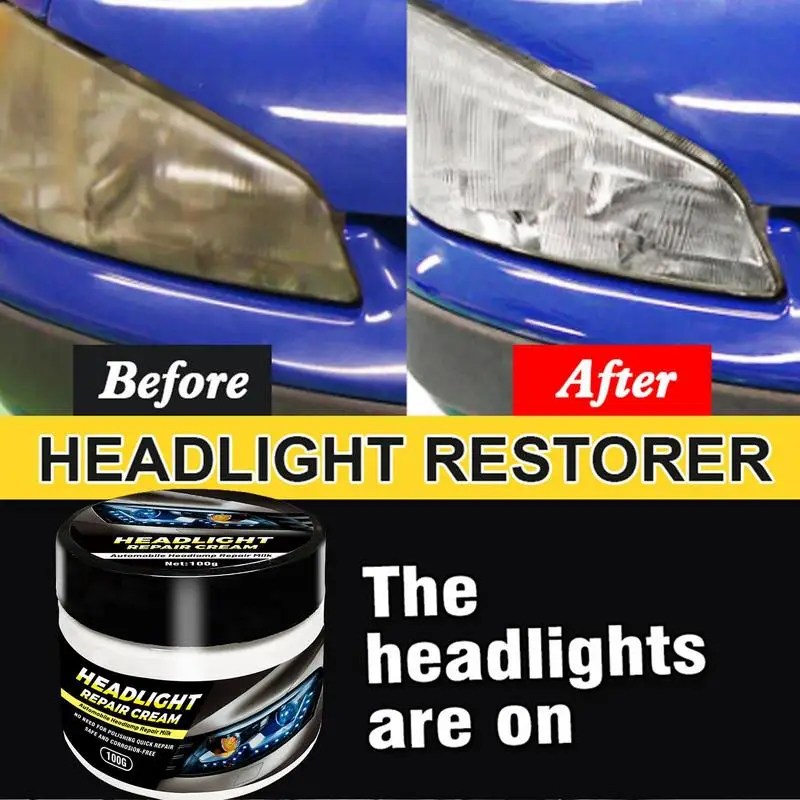 Headlight Restorer Vehicle Headlight Care Paste Efficient Car Restore And Protect Headlight Restoration With Sponge For Lenses