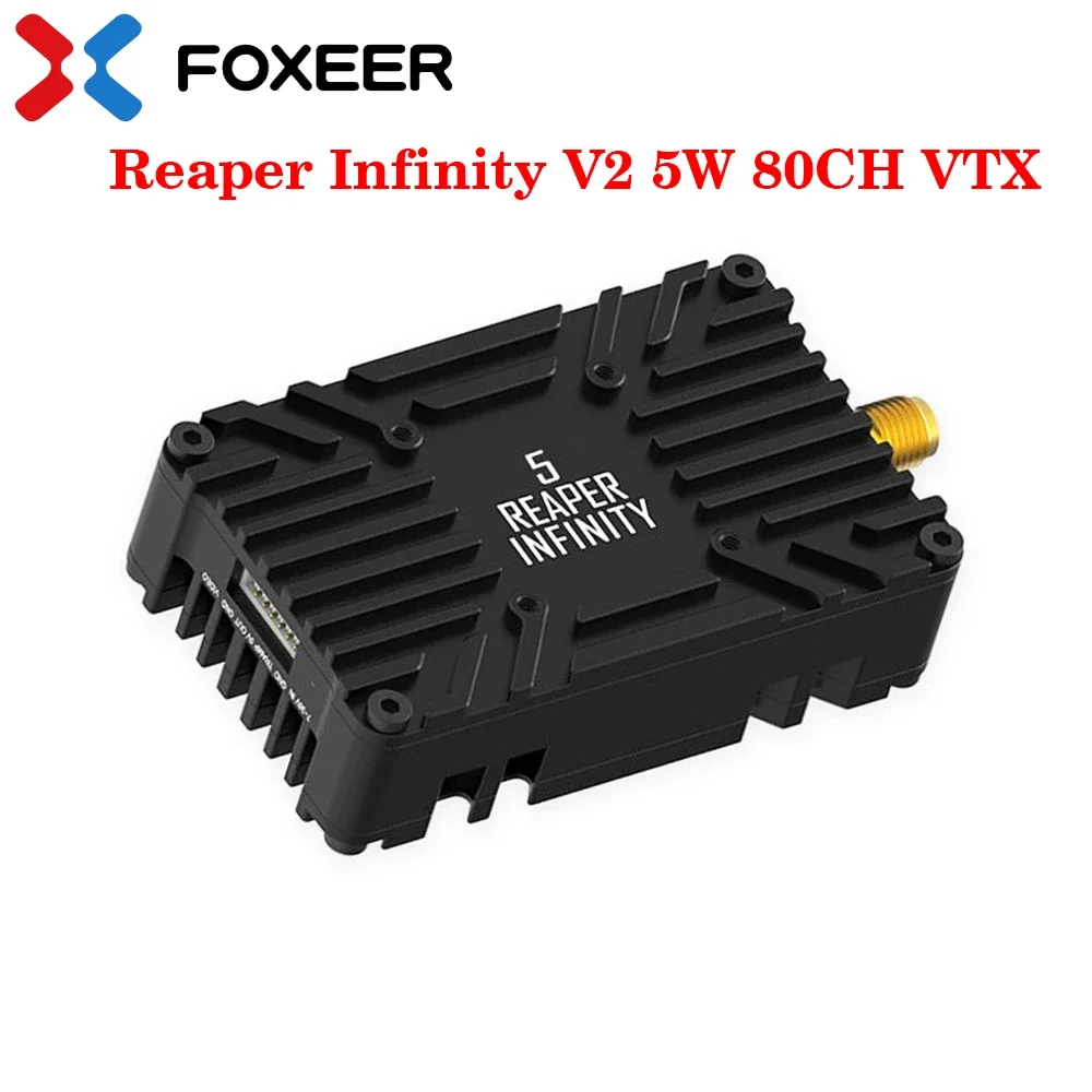 VoltSFOXEER 4.9G-6G Reaper Infinity V2 5W 80CH VTX 2-8S Lipo 1W/2W/3W/4W/5W Switchable Transmitter For Long Range RC FPV Drone