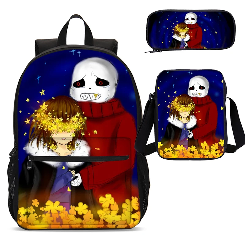 점심 가방/어깨 가방, 연필 가방, 소년 소녀를위한 가방 최고의 선물과 Undertal 어린이 학교 배낭