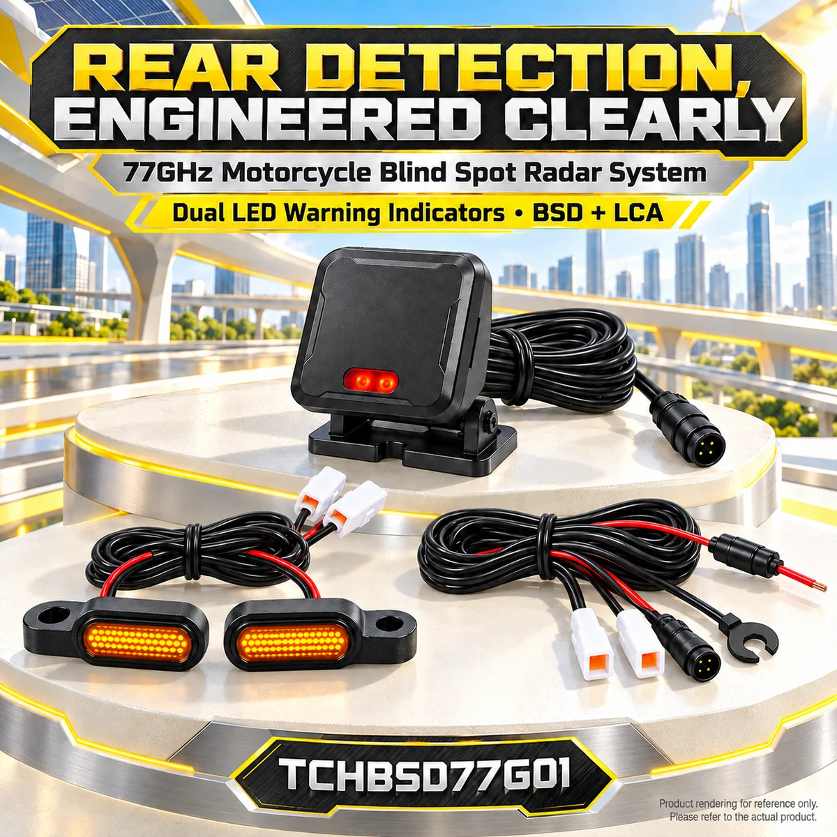 sistema-radar-per-moto-con-rilevamento-dell'angolo-cieco-a-77-ghz-dotato-di-doppio-indicatore-led-rilevamento-posteriore-fino-a-70-m-bsd-84-m-lca-50-m