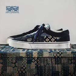Maden Japanese Retro Printing Canvas Shoes for Men Designer Brand Ancient Cloth Board Shoes Low Top for Lovers Women