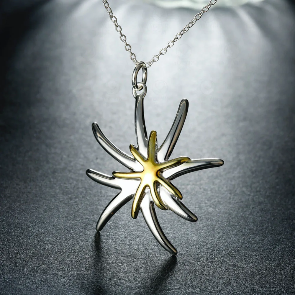 40-75cm 925 Sterling Silver Big Starfish Pendant Necklace For Women Men Creativity Gifts Street All-match Party