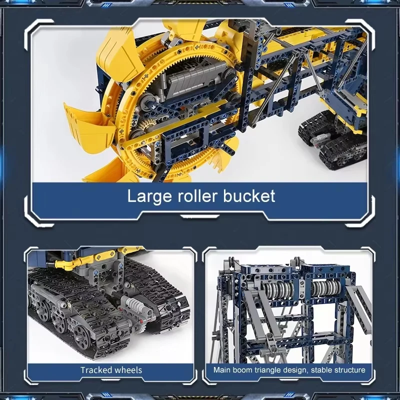 MOLD KING 17006 Techniczne koparki z kołem kubełkowym Model Klocki RC Ciężarówka Samochód wyścigowy Klocki Zabawki Prezent świąteczny dla dzieci