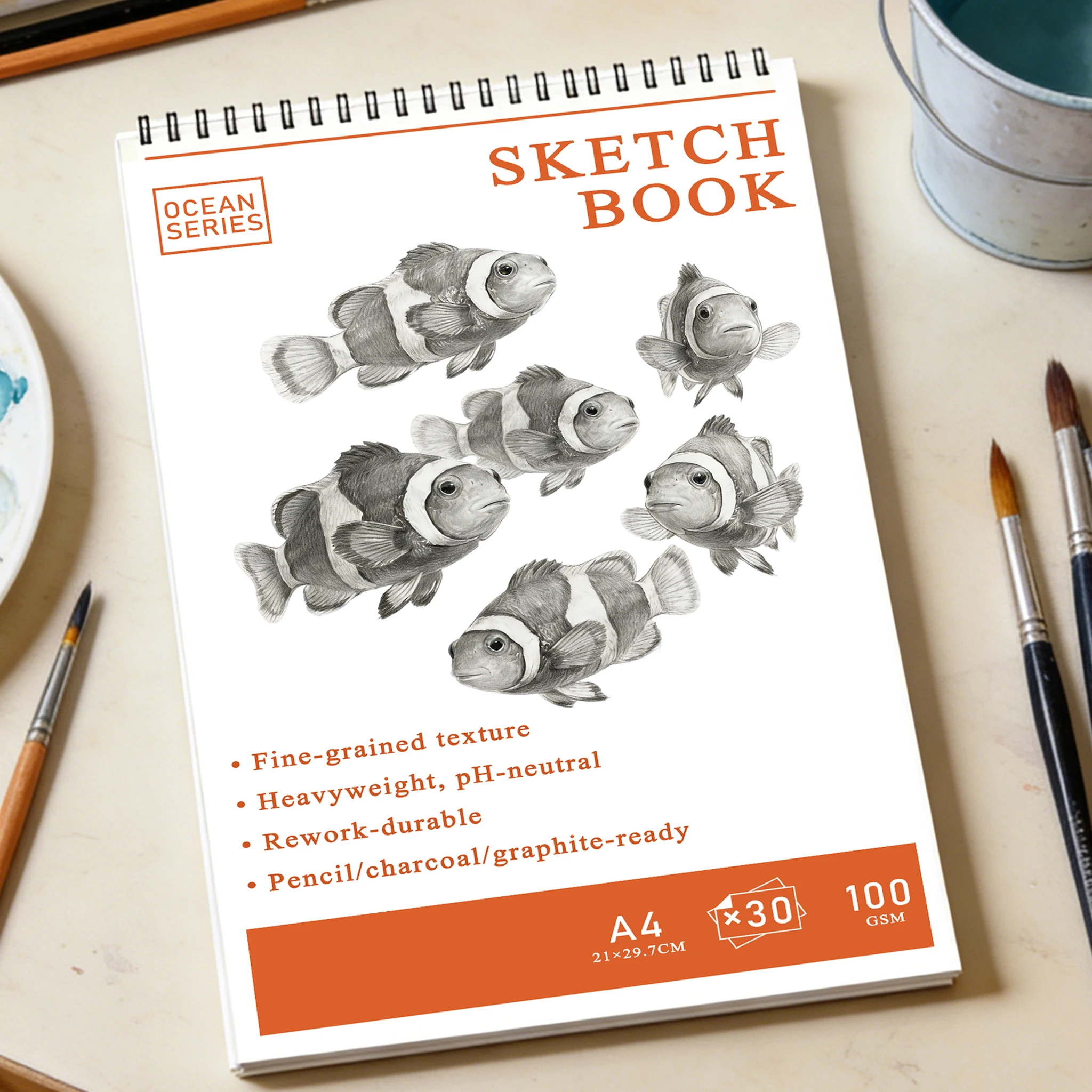 

Альбом для рисования и акварели Ocean Series — 30 листов, мелованная бумага с мелким зерном, нейтральный pH, прочная, на спиральном переплете