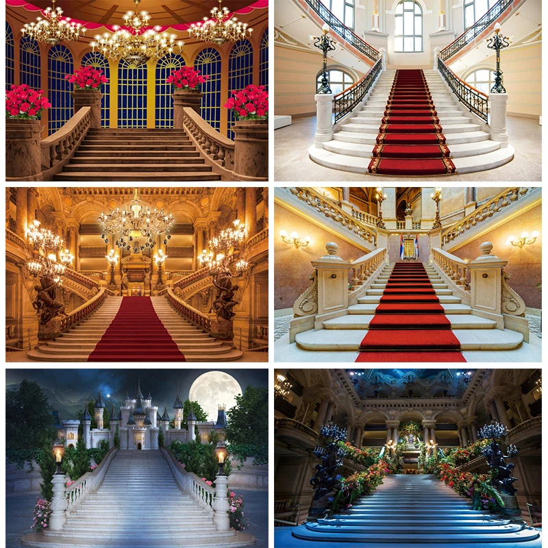 

Red Carpet Palace Backdrop Luxury Royal Castle European Hall Party Photo Background Prom Wedding Birthday Decorations Supplies