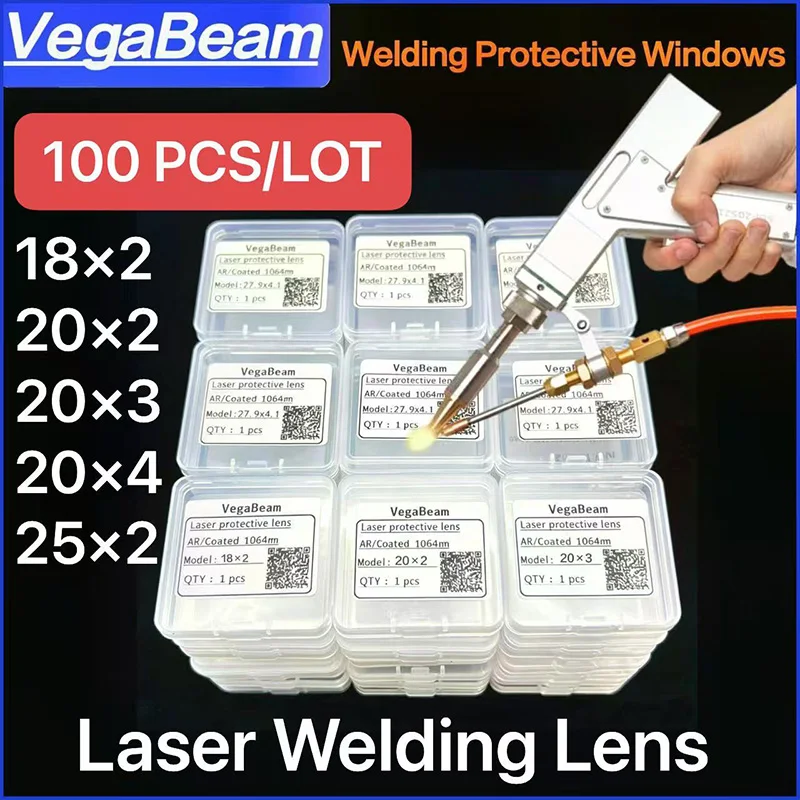

100 PCS Laser welding Protective lens 18x2 20x2 20x3 20x4 25x2 1064nm optical lens For SUP Qilin WSX HW CQWY Laser Welding Lens