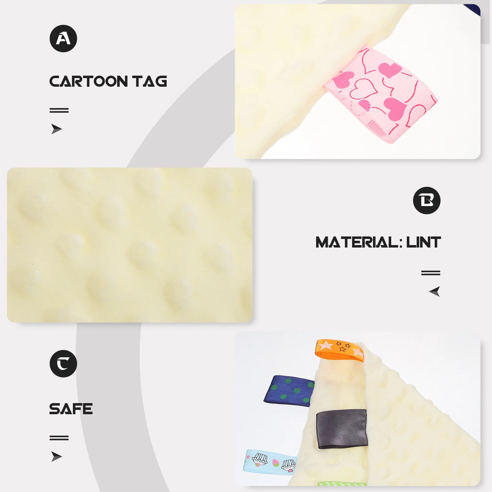 Baby Pacifying Handdoek Cartoon Tag Ontwerp Rustgevende Afvegen Gezichtshanddoek Voor Pasgeboren Baby Peuter Absorberend Speeksel Bijten