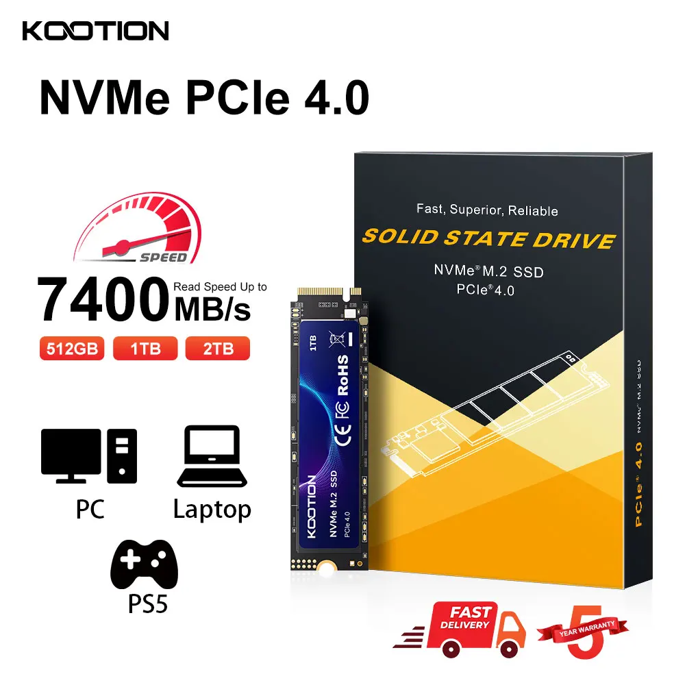 KOOTION X16Plus SSD NVMe M2 1TB 2TB 512GB Internal Solid State Hard Disk PCIe 4.0x4 2280 SSD M.2 Drive for PS5 Laptop PC